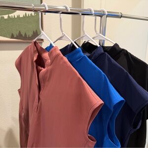 Women's Sleeveless figs with bottoms- Pink, Blue, Black. Set of 4